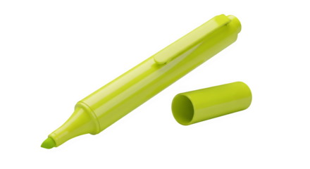 yellow green highlighter pen with cap off