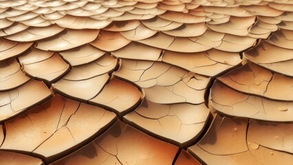 Stunning macro view of cracked dry earth revealing intricate patterns and warm natural textures, perfect for environmental concepts.