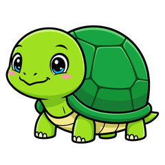 Adorable cartoon baby turtle with a friendly smile and big eyes.