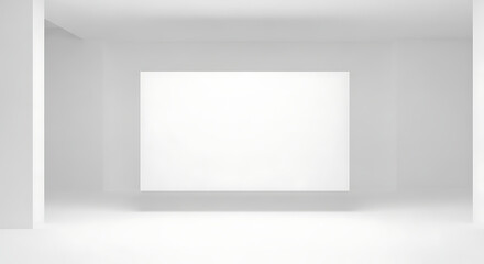 Minimalist White Room with Floating Geometric Square Design