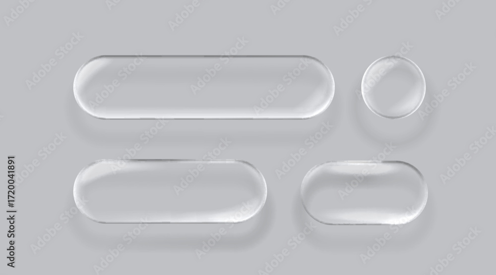 Wall mural transparent glass buttons, frame label, event web bar. vector illustration