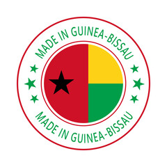 Guinea-Bissau	 Made in Stamp in circle with flag Vector template on white background