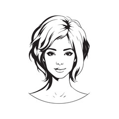 Black and white close up illustration of a beautiful woman face minimalist elegant line art drawing