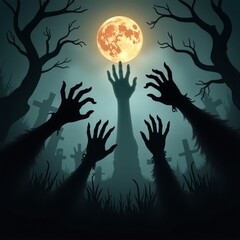 Shadow Overlay Effect with Terrifying Scary Hands for Halloween Background