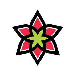 Star flower logo icon on white background