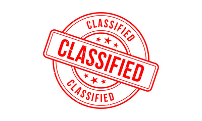 High resolution red classified stamp icon symbol for document security and confidential information isolated on transparent background
