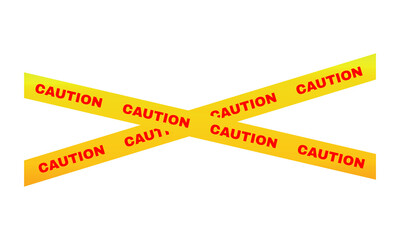 Yellow caution tape crossing symbol warning safety hazard danger sign alert isolated on transparent background
