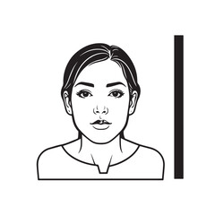 Black and white close up illustration of a beautiful woman face minimalist elegant line art drawing