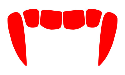 Vampire fangs icon red scary horror halloween teeth sharp biting danger creature myth isolated on transparent background