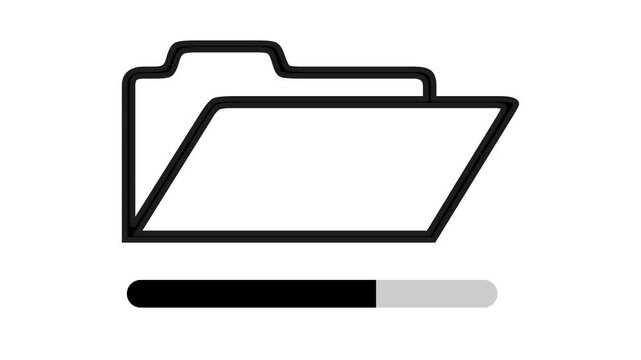 Vector flat design icon illustration of a laptop computer, folder or file document, and briefcase or business bag symbol