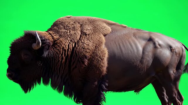Bison profile against green screen