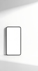 Modern Phone with Empty Display on White Wall and Soft Shadows