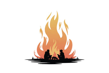 Campfire Silhouette Vector — High-Quality Black Icon