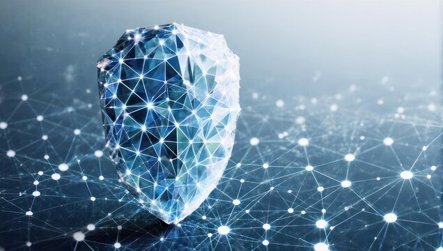 Stunning digital shield with glowing network connections symbolizes advanced cybersecurity and data protection in a modern tech world - Powered by Adobe