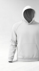 White Hoodie Mockup with Raglan Sleeves and Kangaroo Pocket on Mannequin