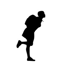 A dynamic silhouette of a young African girl carrying a backpack, conveying a sense of energy and the start of the school day.