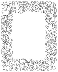 Beautiful hand drawn ornamental border frame doodle for coloring page, photo frame, journal, notebook and more designs