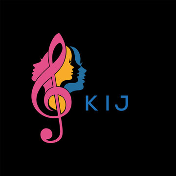 "Colorful Female Silhouettes with Treble Clef Music Symbol on Black Background &ndash; KIJ Later Logo, Empowerment, Diversity & Art Concept"
