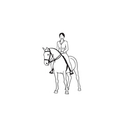 Black and white line art of a beautiful woman with perfect body riding horse elegant minimalist illustration
