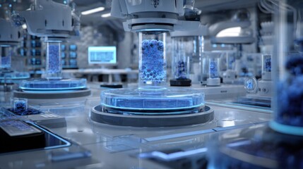 futuristic lab cell research glowing