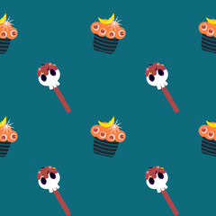 A seamless Halloween pattern featuring pumpkins, bats, ghosts, and spooky elements in festive colors. Perfect for seasonal backgrounds and decorations.
