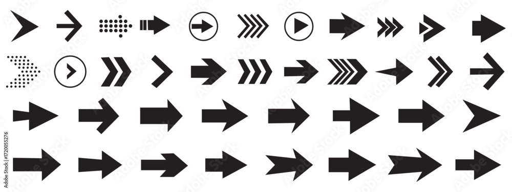 Aufkleber Arrow icon set. Arrow. Cursor. Collection different arrow signs. Different cursor arrow direction sym