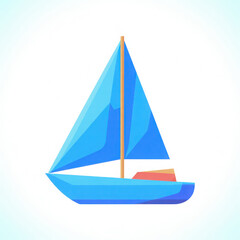 Minimalist flat illustration of blue sailboat with simple design