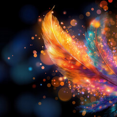 An abstract design featuring a feather that can be u sed for an icon, logo or emblem.