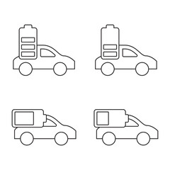 Outline Icon Set Electric Car and Van Battery Levels