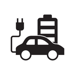 Solid Glyph Electric Car with Charging Cable Status