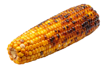 Delicious roasted corn cob isolated on a for culinary projects isolated on transparent background