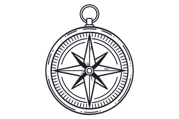 Vintage Compass Rose Line Art Illustration antique navigation