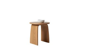 Elevate your interior with this modern wooden stool and decorative bowl, perfect for adding a touch of minimalist elegance to any contemporary space