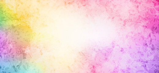 Soft-colored watercolor background blends pastel shades like pink, yellow, and green with subtle leaf patterns creating a gentle and dreamy textured canvas