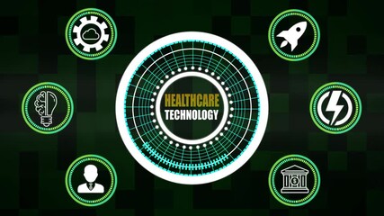 Healthcare Technology Concept with Futuristic Circle and Icons medical innovation health tech - Powered by Adobe
