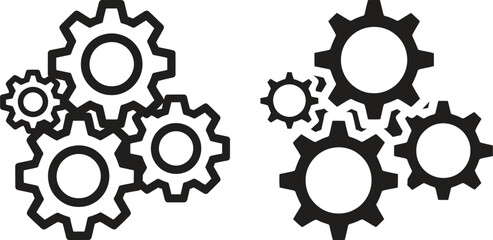 Two sets of interconnected gears representing teamwork and mechanical systems