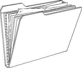 Open file folder with documents on a plain white background