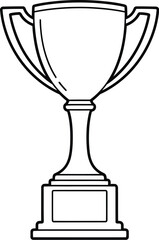 Outline trophy cup on a white background, winning and success