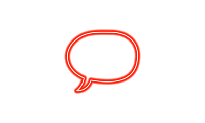 Red neon speech bubble isolated on transparent background, a symbol of communication