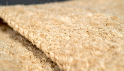 Close-up shot of a layered, textured material with a fibrous, organic appearance, possibly made of hemp or similar natural fiber.