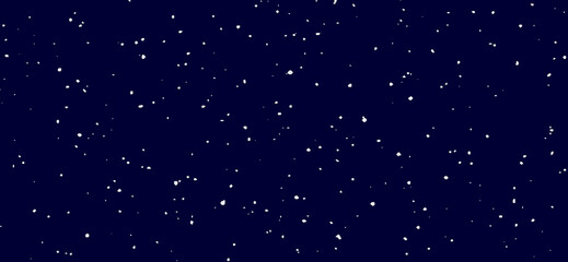 A striking illustration showcases a deep navy blue background populated with numerous scattered white dots of varying sizes, resembling a celestial starfield pattern