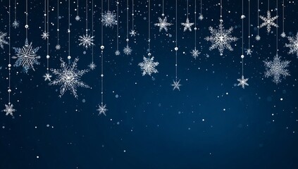 dark blue background with snowflakes and stars. christmas or new year concept banner. vector illustration, flat design. background for presentation, 