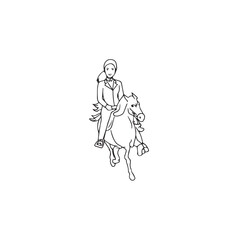 Black and white line art of a beautiful woman with perfect body riding horse elegant minimalist illustration