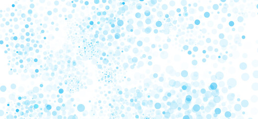 Abstract background featuring a scattered pattern of blue and light blue circles, creating a bokeh effect on a clean white backdrop for a modern and airy aesthetic
