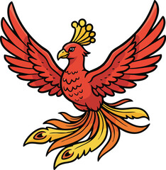 Obraz premium Phoenix Houou Japanese Mythical Bird Vector Illustration