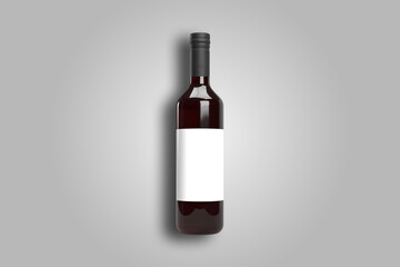 Wine Bottle Mock-Up - Three Bottles. Blank Label. Set of wine bottles isolated on whitet background. Red and white wine and rosé mockup.