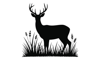 Deer Silhouette Vector Set – Standing, Jumping, Grazing Poses