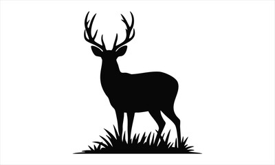 Deer Silhouette Vector Set – Standing, Jumping, Grazing Poses