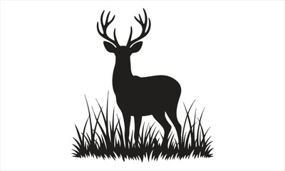 Deer Silhouette Vector Set – Standing, Jumping, Grazing Poses