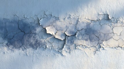 Peeling blue and white paint on textured wall with deep cracks peeling paint cracked wall
